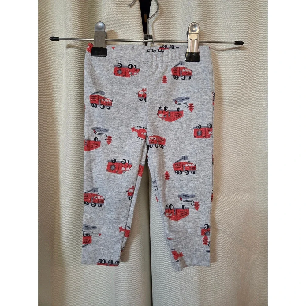Carters Baby Boy 3PC Set 2 Bodysuits 1 Pants Fire Truck Red Gray 6M NWT